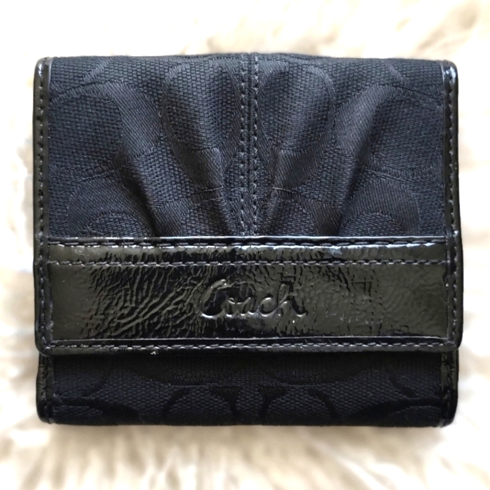 COACH Soho Pleated Signature French Purse Wallet Black F42816 RARE NWT